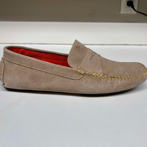 Authentic Donald Pliner Varran Embossed Suede Beige Slip-On Driving Moc SZ 11.5 - Picture 7 of 11